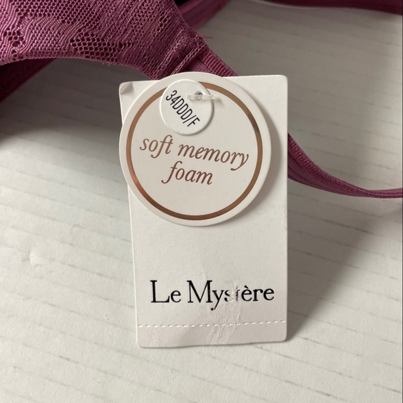 NEW Le Mystere Soft Memory Foam Lace Perfection T Shirt Bra in Berry 34F - Picture 8 of 8